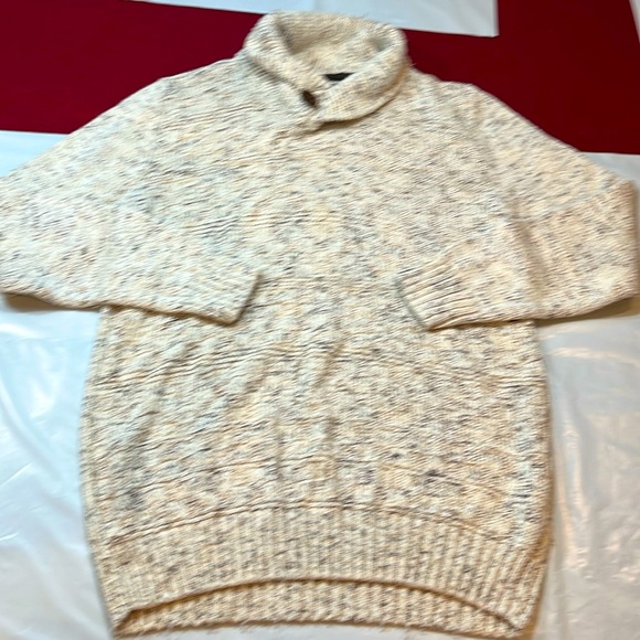 Method cowl button turtle neck Sweater mens M speckled beige tan chunky knit - Picture 2 of 16